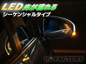 【GARUDA /BLLED MIRROR】14連LEDウインカー ブルーワイドミラー シーケンシャル（STO-41）★ノア ハイブリッド ZWR80G
