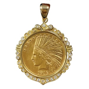 インディアン イーグル金貨 1915年 24.9g アメリカ K18/21.6 ダイヤモンド 0.92 コイントップ デザイン枠