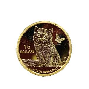 ツバル 猫 ねこ キャット金貨 エリザベス女王2世 1/10オンス 2020年 24金 純金 3.1g イエローゴールド コイン GOLD コレクション 美品