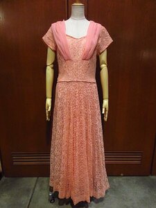 ビンテージ50's●総レースパーティドレスピンク●221107c2-w-ssdrs 1950s半袖ワンピースパーティー結婚式