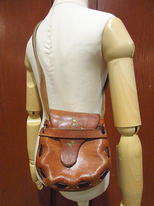  Vintage 60's70's* Kids butterfly paint leather shoulder bag tea *221113i9-bag-shd 1960s1970shipi- cow leather for children bag retro 