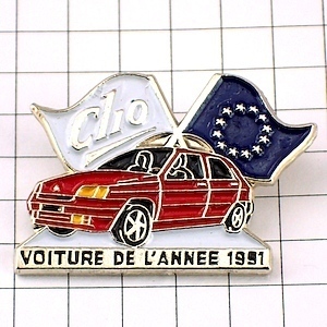  pin badge * Renault red clio car euro Europe ream . flag * France limitation pin z* rare . Vintage thing pin bachi