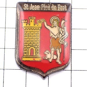 ピンバッジ・羊を連れた聖人の紋章バスク地方◆フランス限定ピンズ◆レアなヴィンテージものピンバッチ