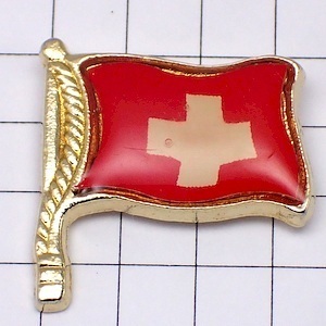 ピンバッジ・スイス十字の国旗◆フランス限定ピンズ◆レアなヴィンテージものピンバッチ