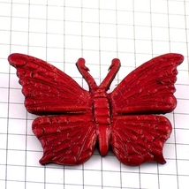 ピンバッジ・革製の赤いチョウチョウ蝶々◆フランス限定ピンズ◆レアなヴィンテージものピンバッチ_画像1