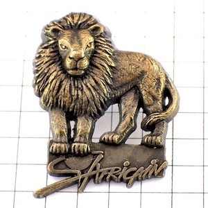 ピンバッジ・アフリカのライオン獅子アンティーク真鍮色◆フランス限定ピンズ◆レアなヴィンテージものピンバッチ