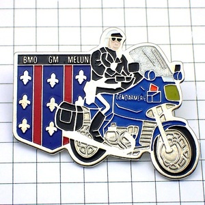 ピンバッジ・ジャンダルムリ憲兵隊バイク警察百合の紋章◆フランス限定ピンズ◆レアな