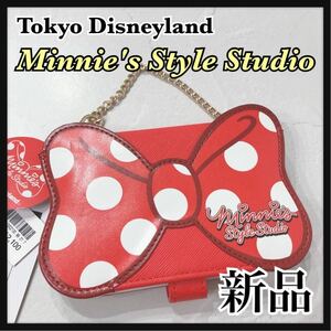 ☆新品未使用☆ Disney ディズニー Minnie Mouseミニーマウス パスケース リボン ドット レッド タグ付き 東京ディズニーリゾート 送料無料