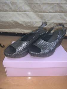 ROSE BUD Rose Bud knitting mules sandals 23.5cm about gunmetal lady's 