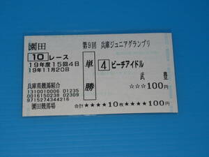 匿名送料無料 懐かしの単勝馬券 ★ビーチアイドル 第9回 兵庫ジュニアグランプリ GⅡ 武豊 園田競馬場 2007.11.20 即決！ 競馬 ウマ娘 