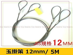 ☆JIS 玉掛策【１２ｍｍ×5ｍ】10本set 国内加工４分 台付にも””３万円以上送料無料””新品(ロック・鉛止め・ワイヤロープ・スリング）