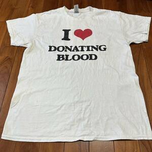 沖縄 米軍放出品 DONATE BLOOD ミリタリー Tシャツ オシャレ ファッション 古着 ビンテージ LARGE (管理番号S59)