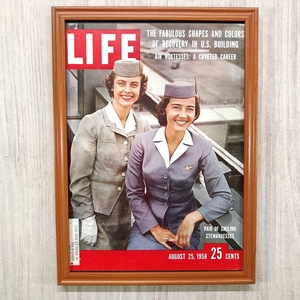 ■即決◆1958年(昭和33年) 8月25日発行 LIFE ライフ誌 表紙 [スチュワーデス]【B4-9737】アメリカ ビンテージ雑誌広告【B4額装品】★同梱可