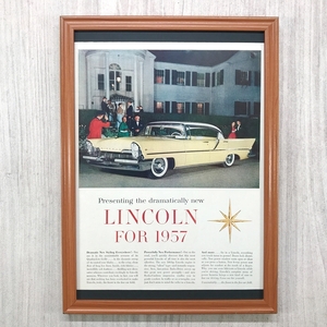 ■即決◆1957年(昭和32年) FORD LINCOLN フォード リンカーン 4ドア HT【B4-1802】アメリカ ビンテージ雑誌広告【B4額装品】当時物★同梱可