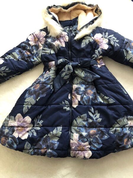 最終値下げぱっと見美品!あったかモコモココート6T花柄 Aライン