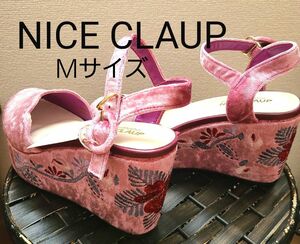 ☆NICE CLAUP☆スカラップサンダル☆Ｍサイズ☆厚底☆花柄☆可愛い☆映える☆