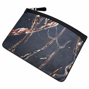 K03149 未使用品 ALFRED DUNHILL/レザークラッチバッグ ポーチ ダークグレー DUKE MARBLE SMALL ZIP FOLIO アルフレッド ダンヒル