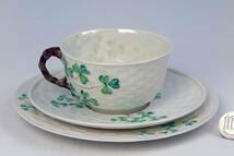 　　Belleek　 =　P カップ&ソーサー＆プレート　=クローバー　(1級品)　XX _画像2