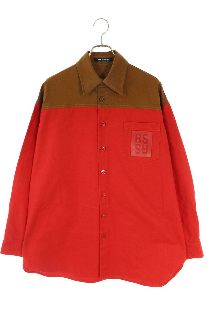 ラフシモンズ RAF SIMONS 22AW 222-M244 サイズ:XS バイカラーオーバーサイズデニム長袖シャツ 新古品 FK04