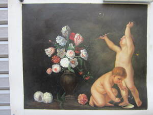 模写　８号　世界の名画　ニコラス・フアン・フェーレンダール作　ヴァニタス（はかなさの寓意）　　　手描き
