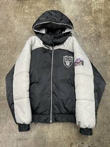 超希少！超美品！USA購入！KOREA製！80s 90s PRO LAYER RAIDERS レイダース 中綿ジャケット スタジャン NFL 大きいサイズ(XL)