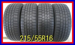 ■中古タイヤ■　215/55R16 93Q DUNLOP WINTERMAXX WM01 クラウン ストリーム レジェンド等 冬タイヤ スタッドレス 激安　送料無料　U987