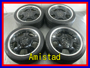 ■中古タイヤホイール■　Amistad Grace 19インチ 8.5J +35 10J +39 5H 114.3 Hankook V12 PVO 245/40R19 98Y 深リム 激安 送料無料 I444