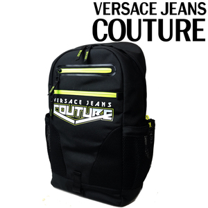 VERSACE JEANS COUTURE ベルサーチ ヴェルサーチェ バックパック リュック ブラック×ネオンイエロー 73YA4BD1-ZS393-899