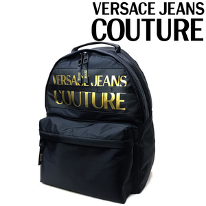 VERSACE JEANS COUTURE ベルサーチ ヴェルサーチェ バックパック リュック ブラック×ゴールド 73YA4B90-ZS394-G89