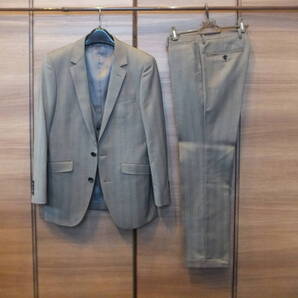 ★ ヘリンボーン ベスト付属 スキニーセットアップ ウール50 SUIT SELECT(スーツセレクト) ローライズ 2Bシングル ★