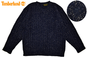 Y-5114* super-beauty goods *Timberland WEATHERGEAR Timberland * autumn winter wool rayon . Logo embroidery Mix thread navy knitted sweater S