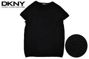 Y-5116★送料無料★美品★DNKY DONNA KARAN NEW YORK ダナキャランニューヨーク★秋冬 ブラック黒色 ウール ニット 半袖 セーター Ｐ