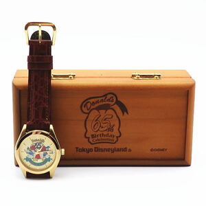 Disney Donald's 65 -й годовщины Automatic Watch 2000 Limited Tokyo Disneyland 1999 Неиспользуемые деревянные коробки