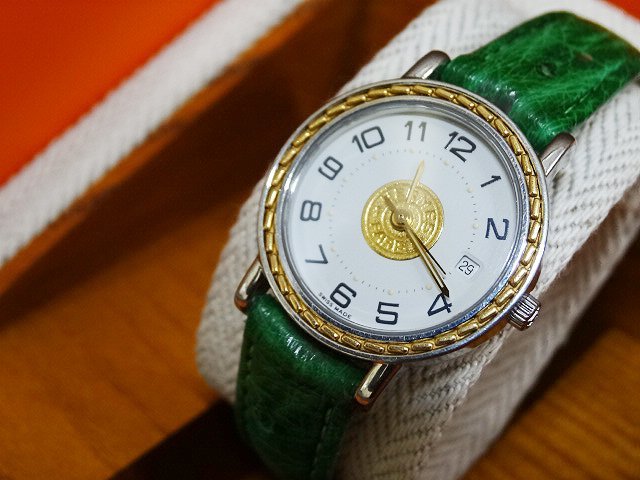 A4等級以上 エルメス セリエ ベルト新品 クォーツ 稼動中 生活防水