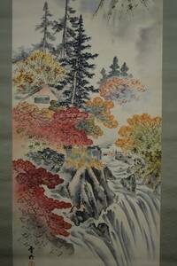 Art hand Auction [正品]//雪岭/红叶/秋景/布袋屋挂轴 HD-760, 绘画, 日本画, 景观, 风与月