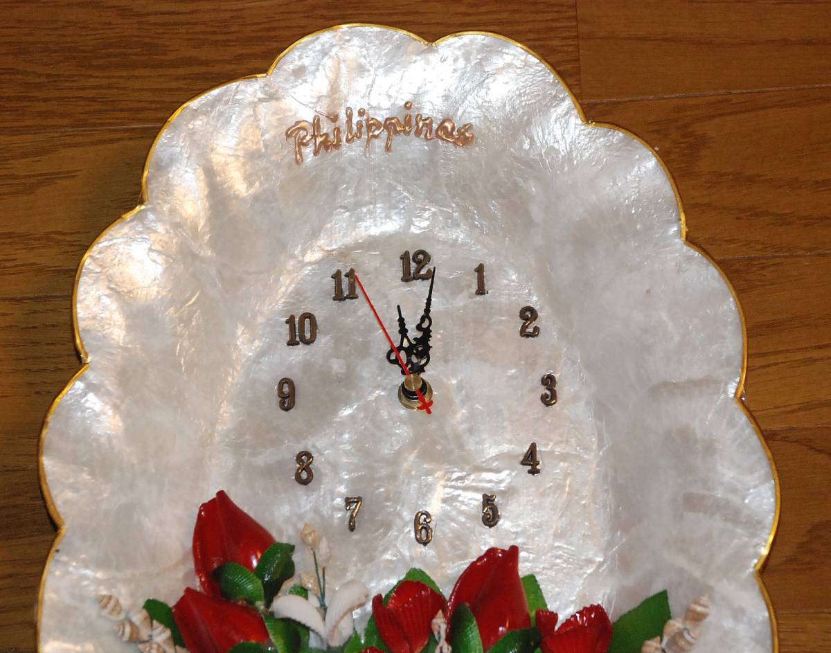 カピス貝(Capiz)を使用したキラキラシェルの輝き貝殻の涼しげなインテリア時計/ハンドメイド/輸入品/新品-Grande2, 置時計, 掛時計, 掛時計, 柱時計, アナログ