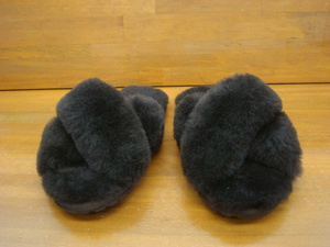  new goods 19 Japan limitation EMU(emyu) sheepskin Cross fur sandals Mayberry 24cm Chocolate