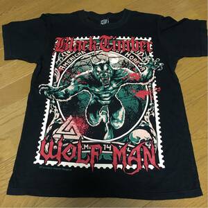 . man T-shirt BLACK TIMBER Wolf man WOLF MAN M size black Halloween man with Live .fes. American Casual 
