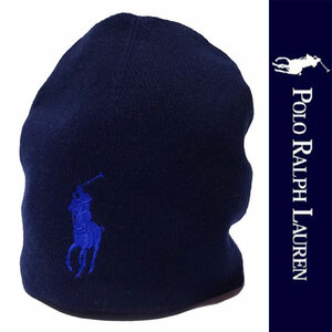 新品 POLO RALPH LAUREN KNIT CAP ポロ ラルフローレン ニット キャップ ネイビー ビーニー ウール 刺繍 帽子 ぼうし ビッグポニー 正規 1