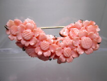 【江月】アンティーク・本珊瑚花彫刻のブローチ兼ペンダント 17,11g_画像3