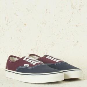 美品 VANS AUTHENTIC ヴァンズ オーセンティック スニーカー 靴 コンビ キャンバス ネイビー/ボルドー 8 m0047-21-001