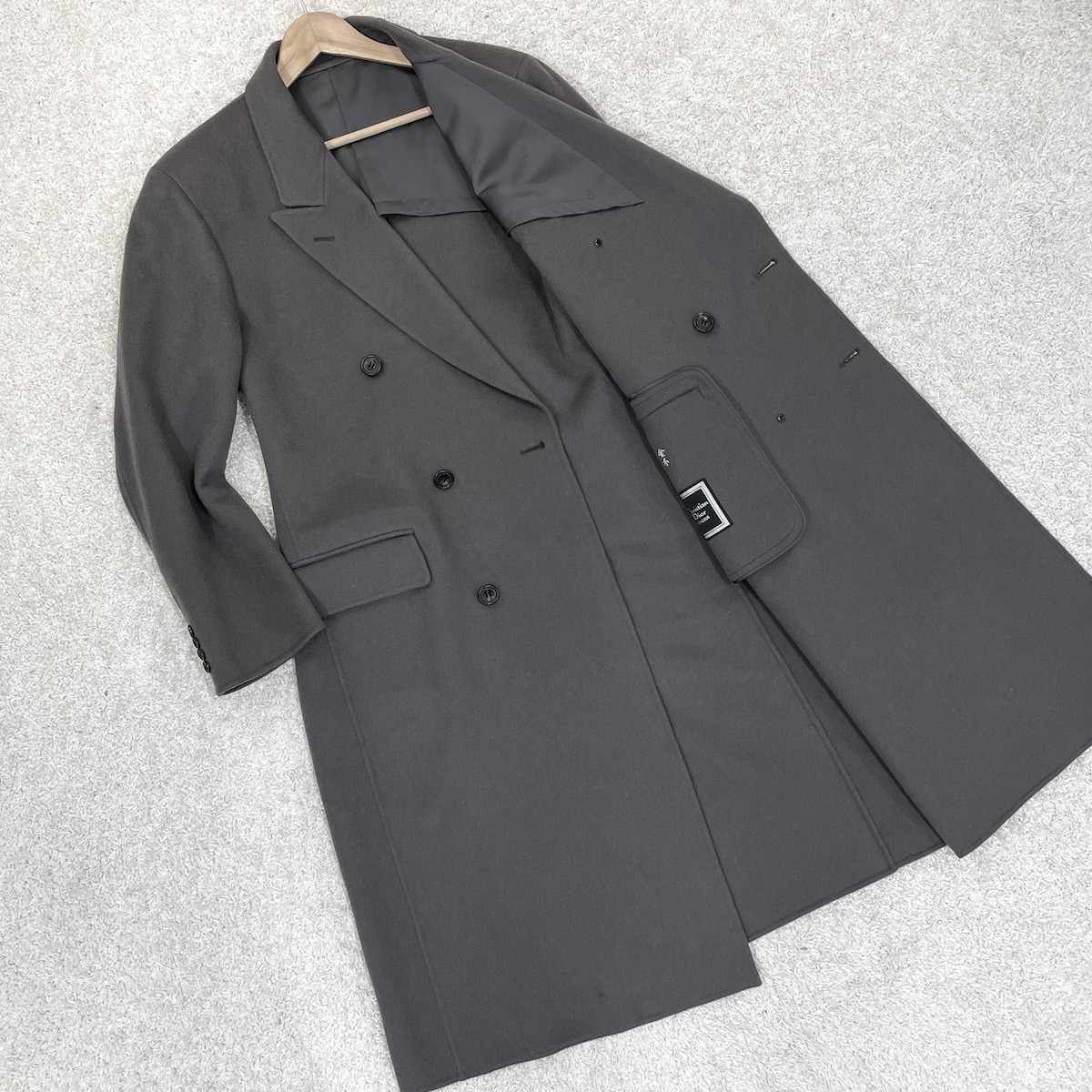 美品✨クリスチャンディオール ベルテッドコート 最高級カシミヤ100