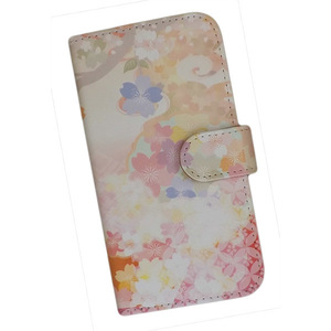 iPhone14 Pro Max　スマホケース 手帳型 プリントケース 和柄 花柄 桜 流水 七宝 菱
