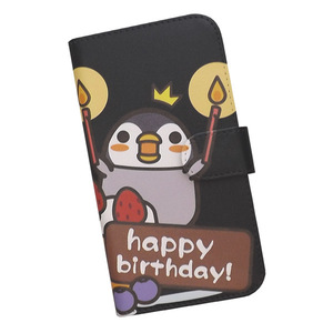 Android One S9　スマホケース 手帳型 プリントケース ペンギン 動物 ケーキ 誕生日 キャラクター かわいい