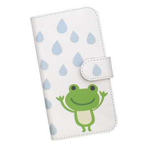 Android One S9　スマホケース 手帳型 プリントケース カエル 動物 雨 しずく キャラクター かわいい