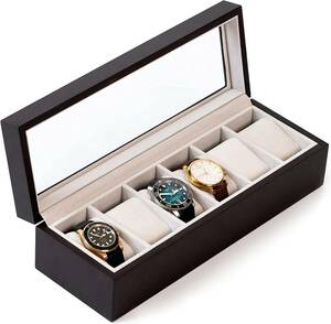 ブラウン 6スロット Case Elegance (ケースエレガンス) 時計ケース ガラストップ ディスプレイケース ソリッドエスの商品画像