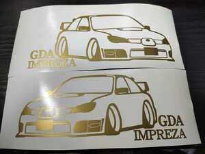 インプレッサ 車体ステッカー ゴールド２枚 GDA スバル 車高短仕様 エアロ 鷹目 後期