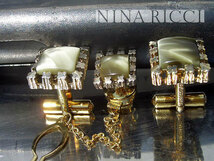 †60S 70S NINA RICCI PARIS Silver Agate ニナニッチ 銀 シルバー ギラギラ輝くクール オニキス タイピン カフス モダニズム ヴィンテージ_画像1