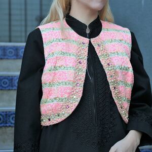 *SPECIAL ITEM* 70's USA VINTAGE EMBROIDERY BEADS DESIGN VEST/70年代アメリカ古着刺繍ビーズデザインベスト