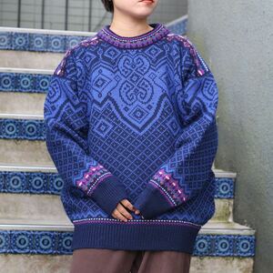 EU VINTAGE DALE OF NORWAY NORDIC DESIGN OVER KNIT/ヨーロッパ古着ノルディックデザインオーバーニット